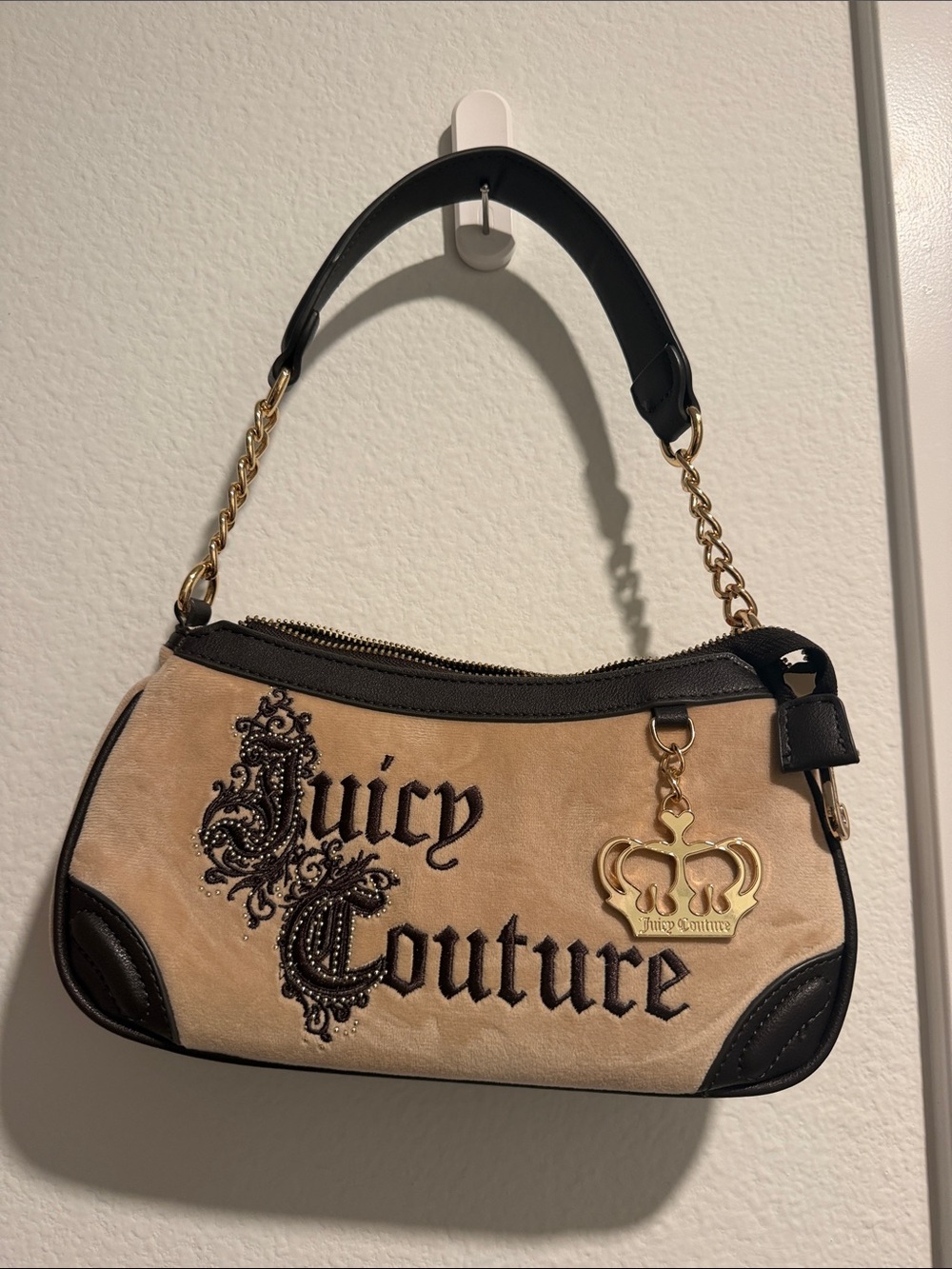 Juicy Couture Tan and brown Shoulder Bag with Gold Charm